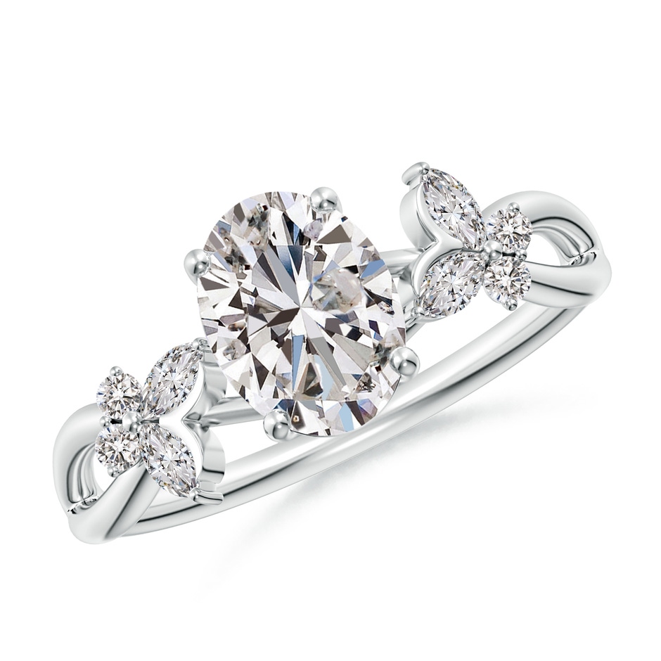 8x6mm IJI1I2 Oval Diamond Butterfly Engagement Ring in White Gold 