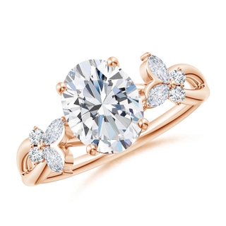 9x7mm GVS2 Oval Diamond Butterfly Engagement Ring in 18K Rose Gold