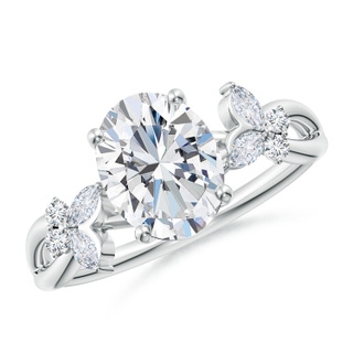 9x7mm GVS2 Oval Diamond Butterfly Engagement Ring in P950 Platinum