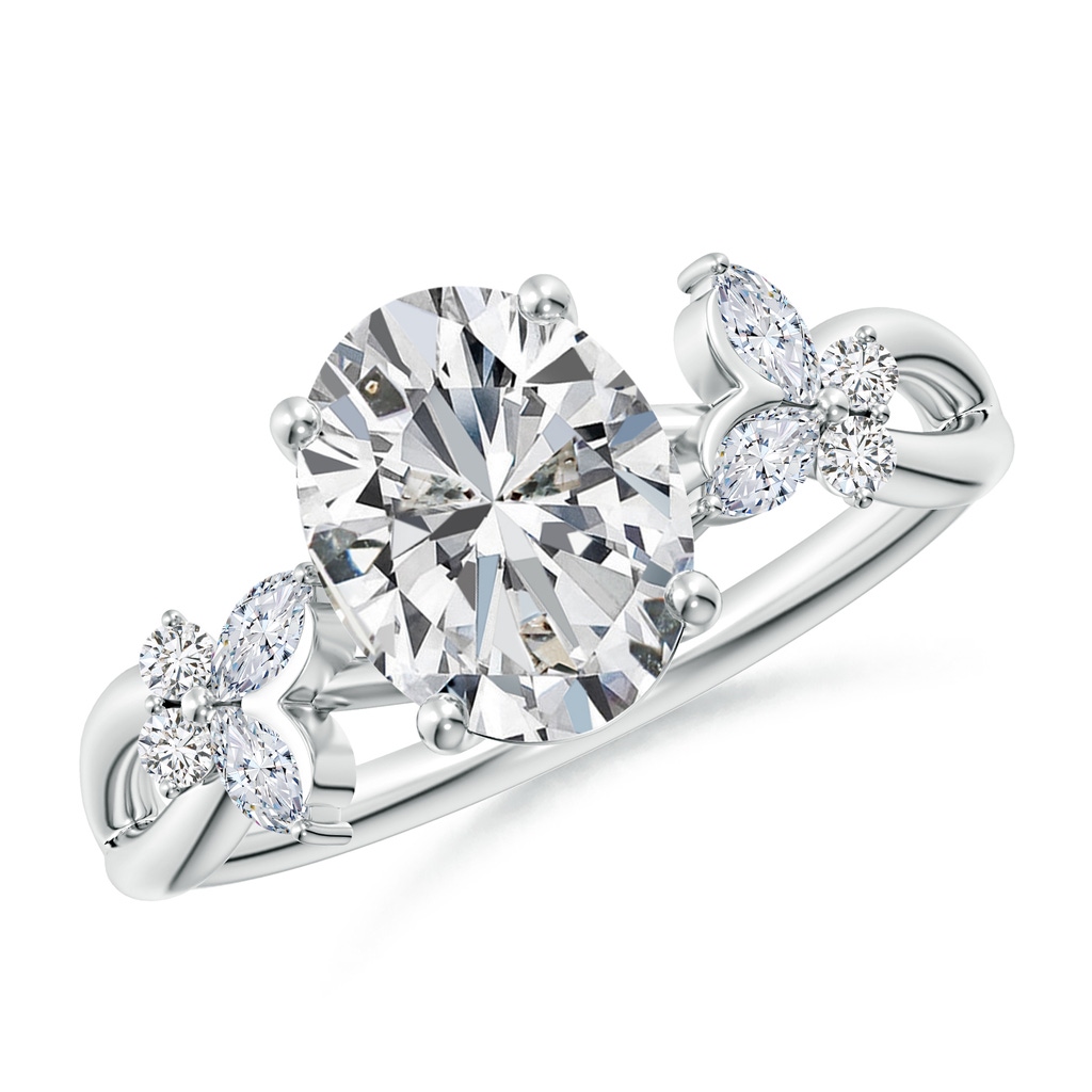 9x7mm HSI2 Oval Diamond Butterfly Engagement Ring in White Gold