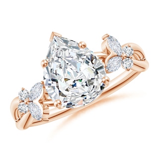 10x8mm GVS2 Pear-Shaped Diamond Butterfly Engagement Ring in Rose Gold