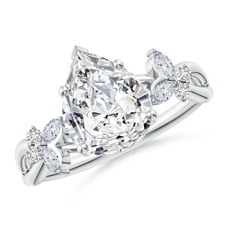 10x8mm HSI2 Pear-Shaped Diamond Butterfly Engagement Ring in P950 Platinum 