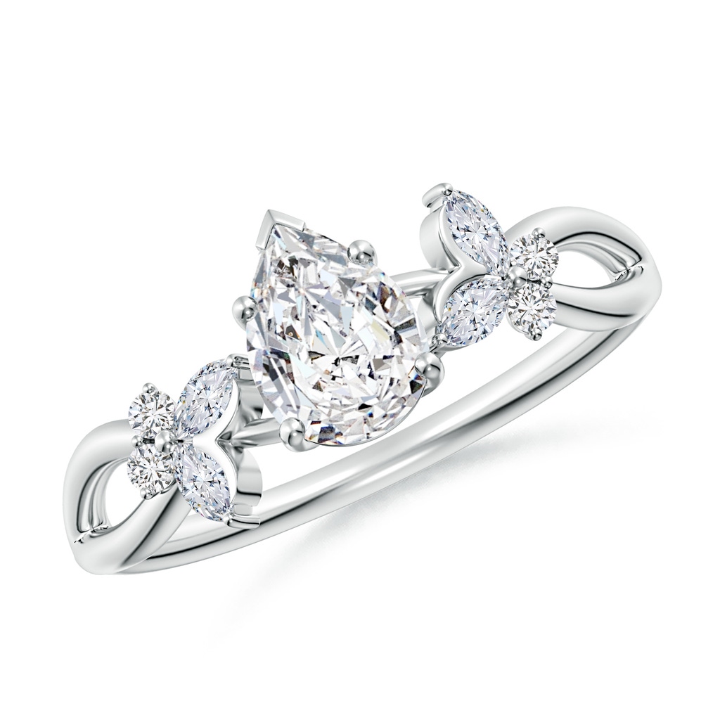 7x5mm HSI2 Pear-Shaped Diamond Butterfly Engagement Ring in White Gold