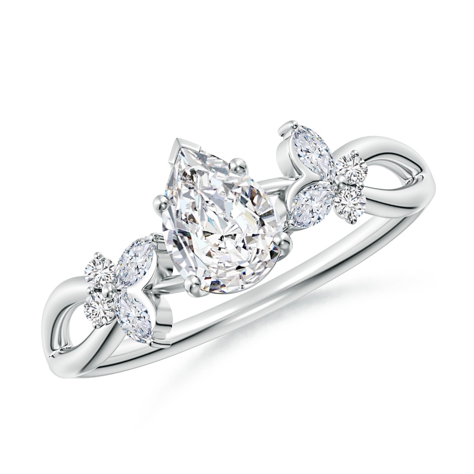 7x5mm HSI2 Pear-Shaped Diamond Butterfly Engagement Ring in White Gold 