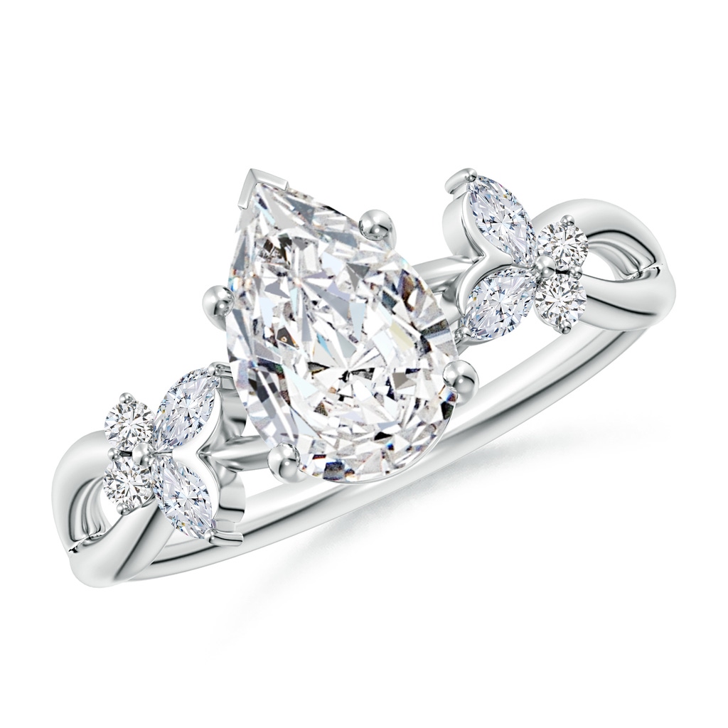9.5x6mm HSI2 Pear-Shaped Diamond Butterfly Engagement Ring in White Gold