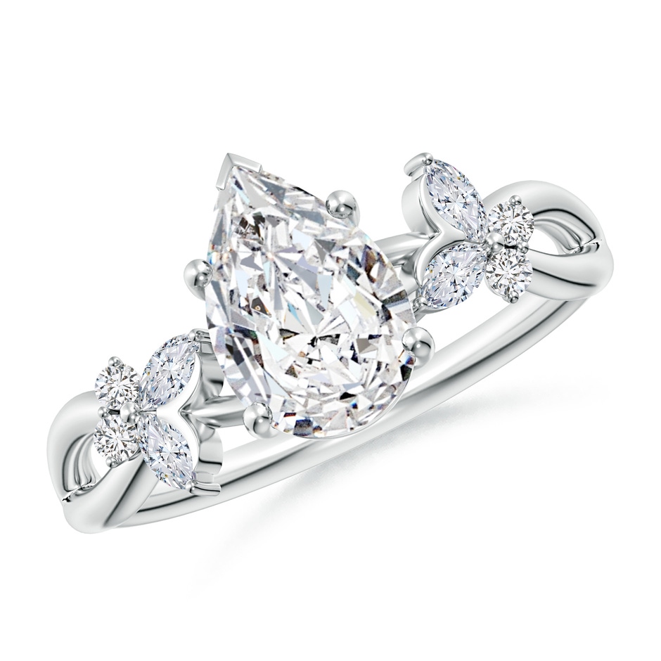 9.5x6mm HSI2 Pear-Shaped Diamond Butterfly Engagement Ring in White Gold 