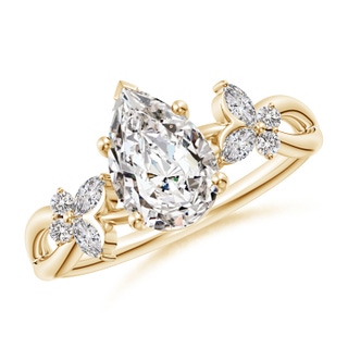 9.5x6mm IJI1I2 Pear-Shaped Diamond Butterfly Engagement Ring in Yellow Gold
