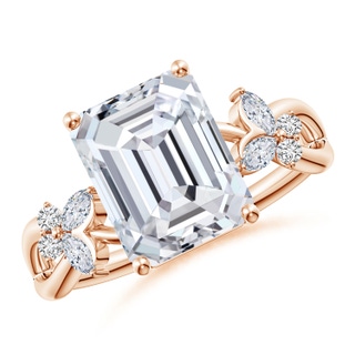 10x7mm HSI2 Emerald-Cut Diamond Butterfly Engagement Ring in Rose Gold