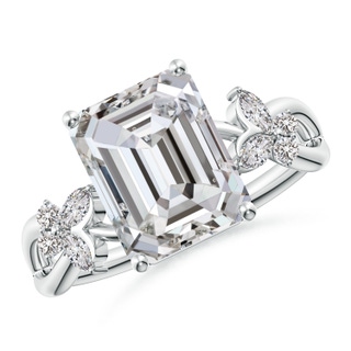 10x7mm IJI1I2 Emerald-Cut Diamond Butterfly Engagement Ring in P950 Platinum