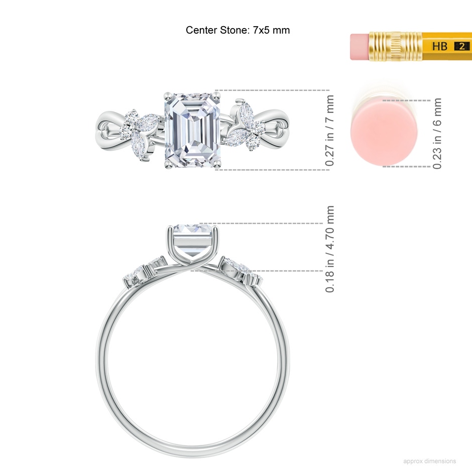 7x5mm GVS2 Emerald-Cut Diamond Butterfly Engagement Ring in P950 Platinum ruler
