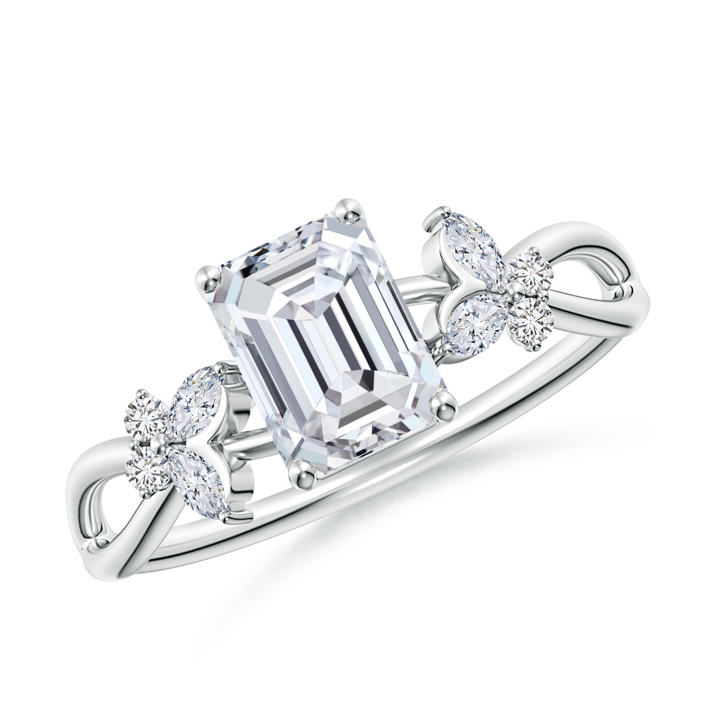 7x5mm HSI2 Emerald-Cut Diamond Butterfly Engagement Ring in White Gold