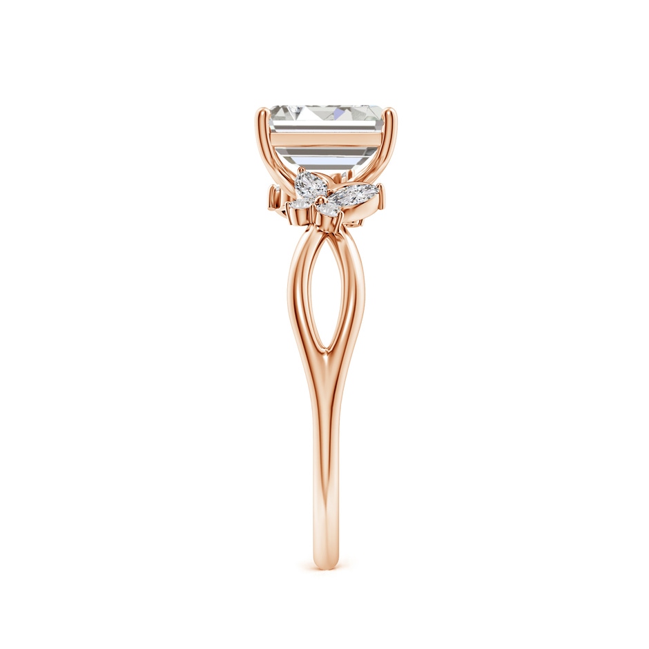 7x5mm IJI1I2 Emerald-Cut Diamond Butterfly Engagement Ring in Rose Gold side 299