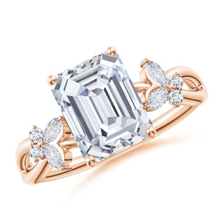 8.5x6.5mm GVS2 Emerald-Cut Diamond Butterfly Engagement Ring in Rose Gold