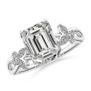 8.5x6.5mm KI3 Emerald-Cut Diamond Butterfly Engagement Ring in P950 Platinum