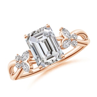 8x6mm IJI1I2 Emerald-Cut Diamond Butterfly Engagement Ring in Rose Gold