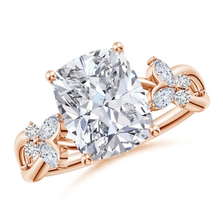 10x7.5mm HSI2 Cushion Rectangular Diamond Butterfly Engagement Ring in 18K Rose Gold