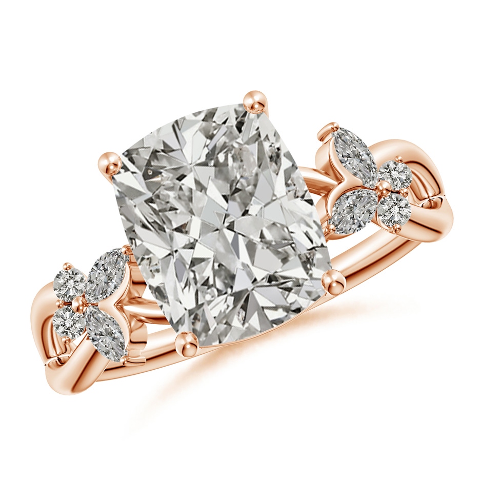 10x7.5mm KI3 Cushion Rectangular Diamond Butterfly Engagement Ring in Rose Gold 