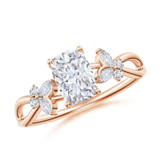 7x5mm GVS2 Cushion Rectangular Diamond Butterfly Engagement Ring in Rose Gold