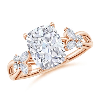 8.5x6.5mm GVS2 Cushion Rectangular Diamond Butterfly Engagement Ring in 18K Rose Gold