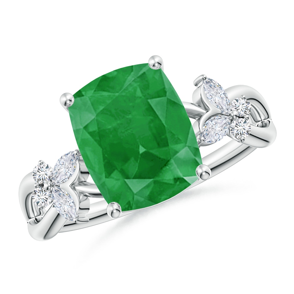 10x8mm A Cushion Rectangular Emerald Butterfly Engagement Ring in P950 Platinum 