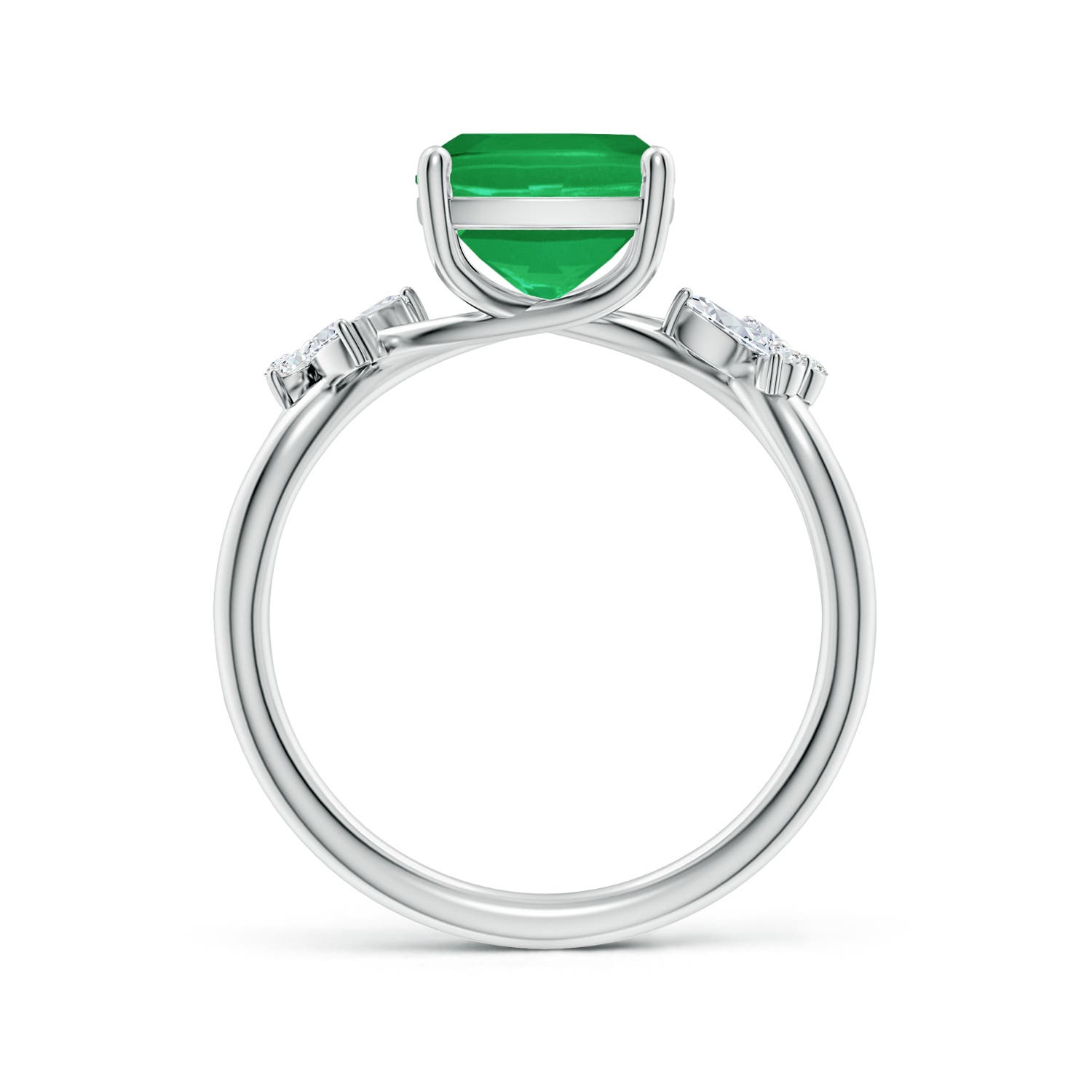 10x8mm A Cushion Rectangular Emerald Butterfly Engagement Ring in P950 Platinum