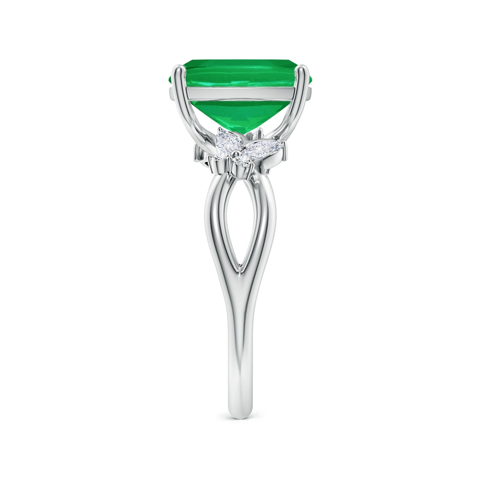10x8mm AA Cushion Rectangular Emerald Butterfly Engagement Ring in 18K White Gold side 299