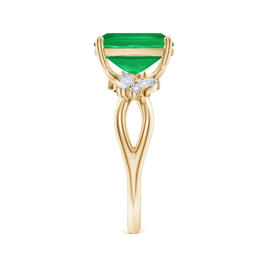 10x8mm AA Cushion Rectangular Emerald Butterfly Engagement Ring in Yellow Gold side 299