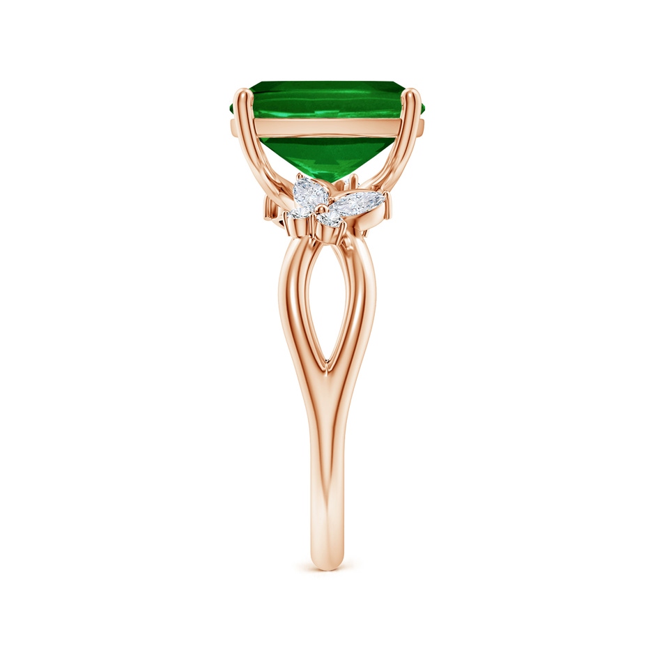10x8mm AAAA Cushion Rectangular Emerald Butterfly Engagement Ring in 18K Rose Gold side 299