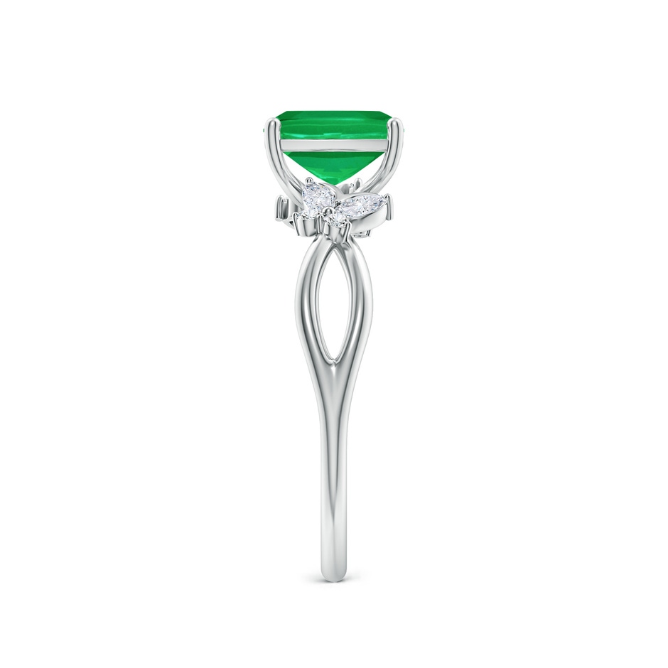 7x5mm AA Cushion Rectangular Emerald Butterfly Engagement Ring in White Gold side 299