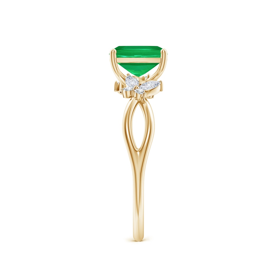 7x5mm AA Cushion Rectangular Emerald Butterfly Engagement Ring in Yellow Gold side 299