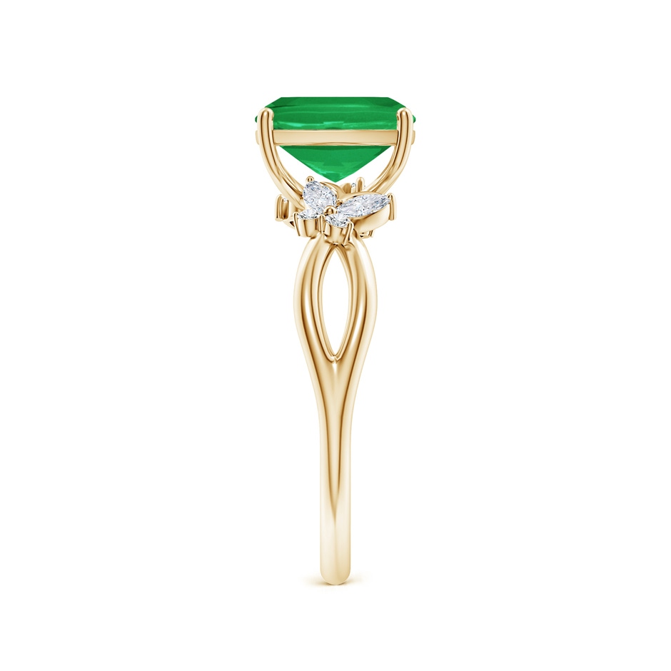 8x6mm A Cushion Rectangular Emerald Butterfly Engagement Ring in Yellow Gold side 299