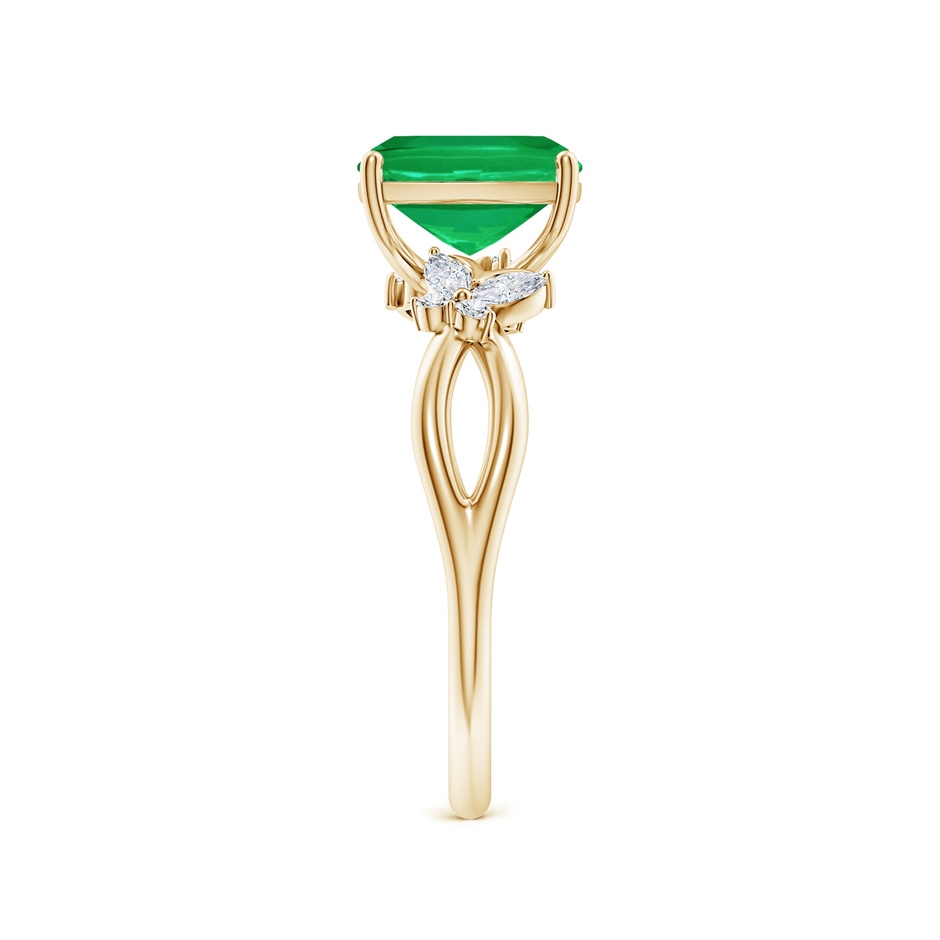 8x6mm AA Cushion Rectangular Emerald Butterfly Engagement Ring in Yellow Gold side 299