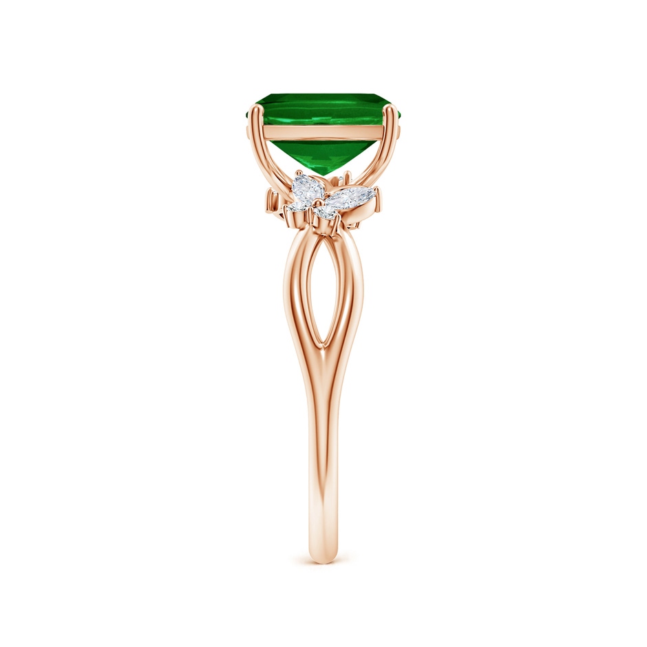 8x6mm AAAA Cushion Rectangular Emerald Butterfly Engagement Ring in Rose Gold side 299