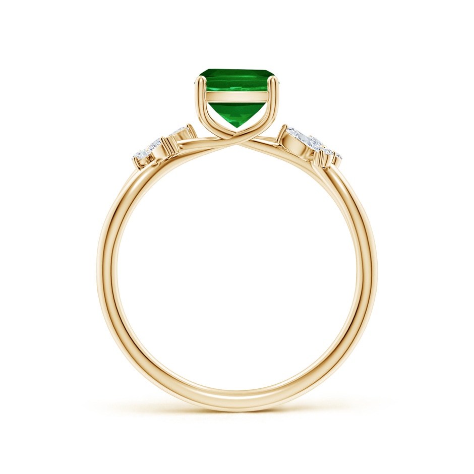 8x6mm AAAA Cushion Rectangular Emerald Butterfly Engagement Ring in Yellow Gold side 199