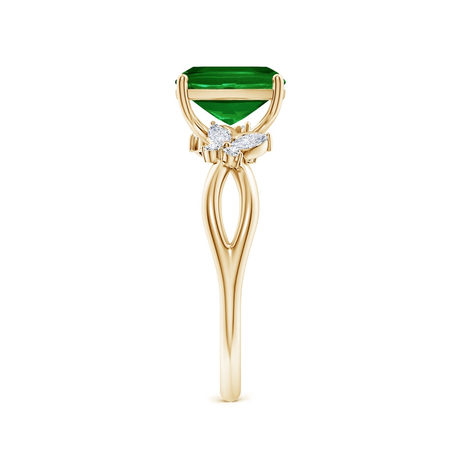 8x6mm AAAA Cushion Rectangular Emerald Butterfly Engagement Ring in Yellow Gold side 299