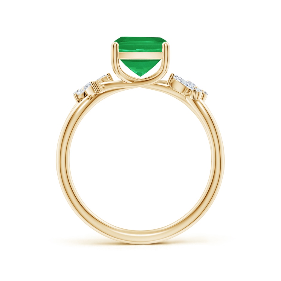 9x7mm A Cushion Rectangular Emerald Butterfly Engagement Ring in Yellow Gold side 199