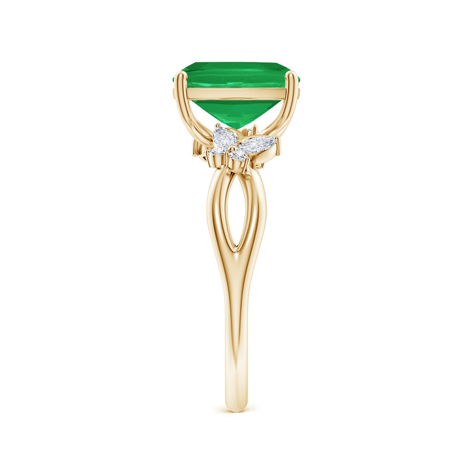 9x7mm A Cushion Rectangular Emerald Butterfly Engagement Ring in Yellow Gold side 299