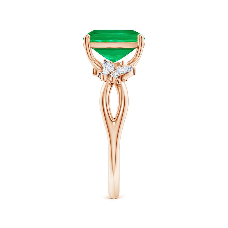 9x7mm AAA Cushion Rectangular Emerald Butterfly Engagement Ring in Rose Gold side 299