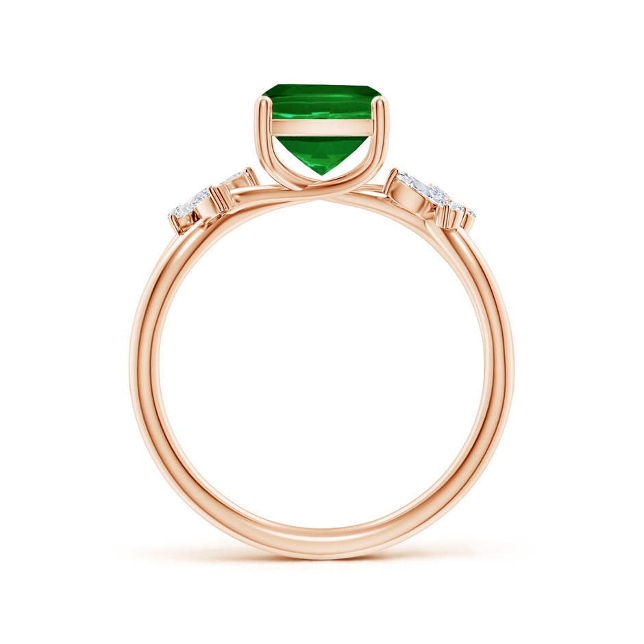 9x7mm AAAA Cushion Rectangular Emerald Butterfly Engagement Ring in Rose Gold side 199