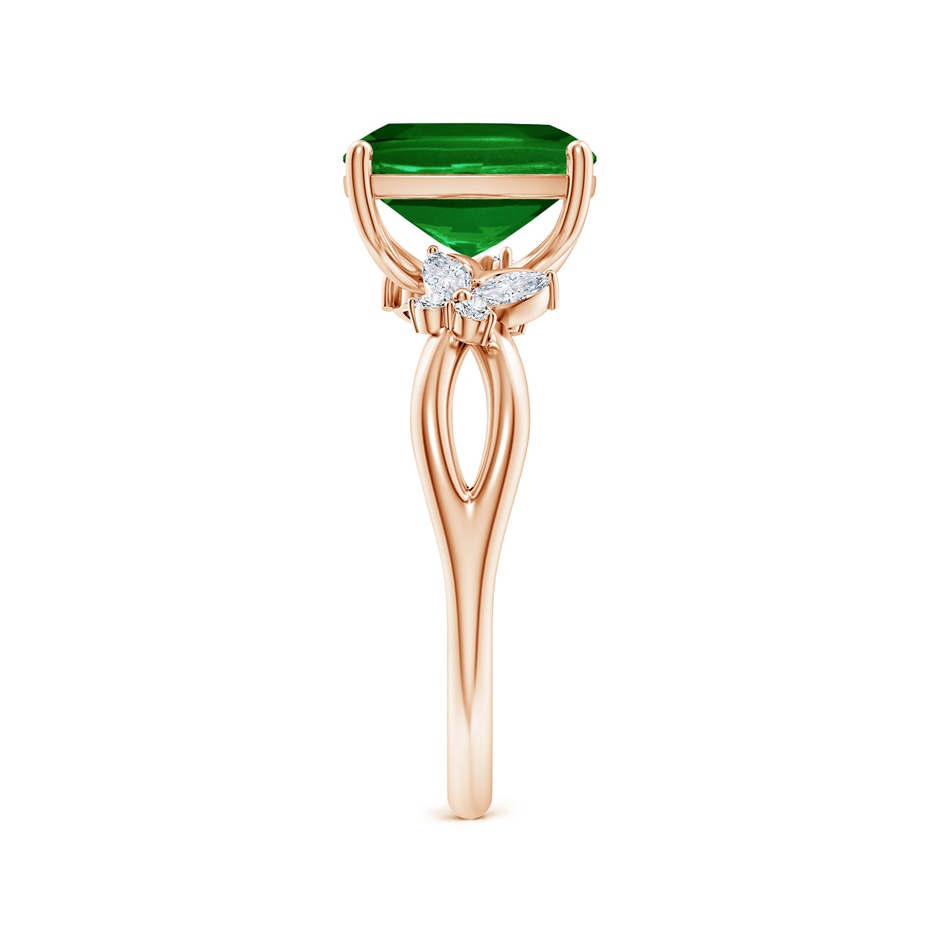9x7mm AAAA Cushion Rectangular Emerald Butterfly Engagement Ring in Rose Gold side 299