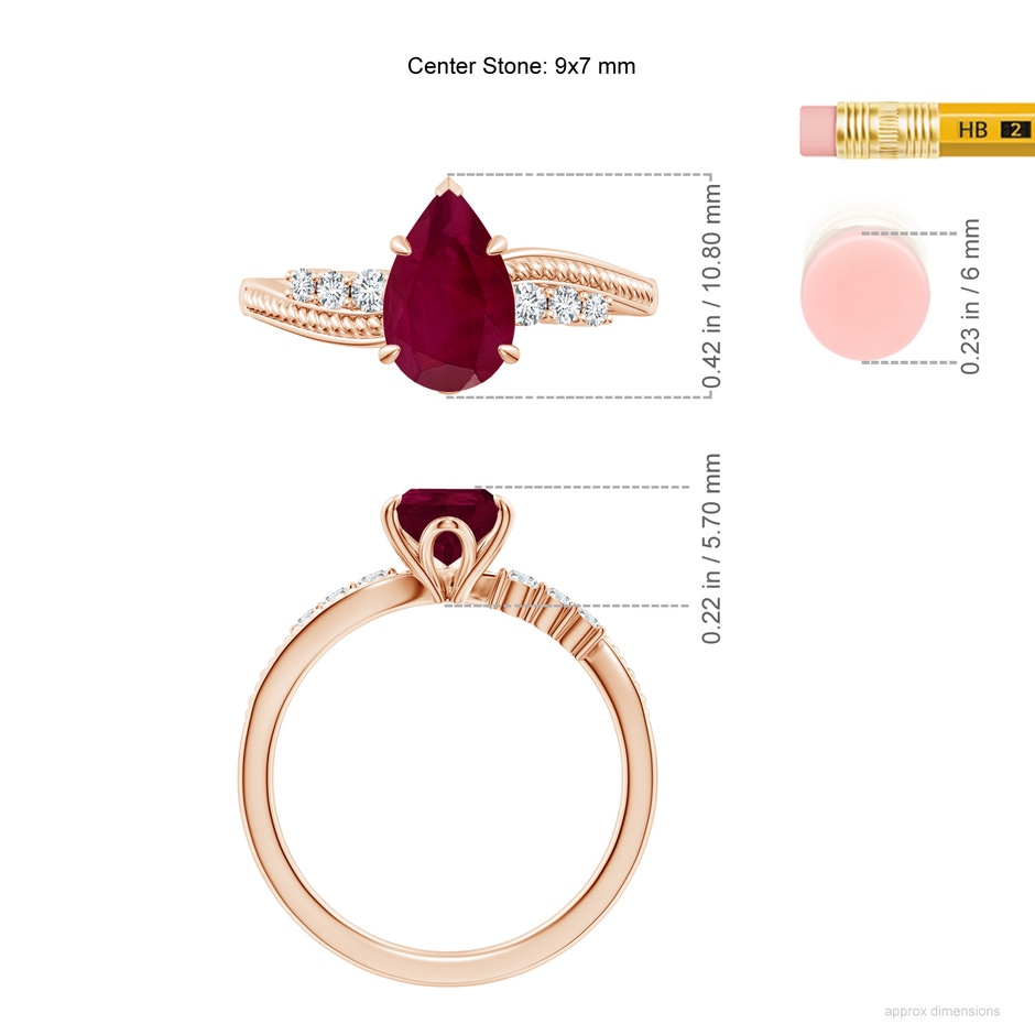 9x7mm A SR4619RD-RG-A-9x7 in Rose Gold ruler
