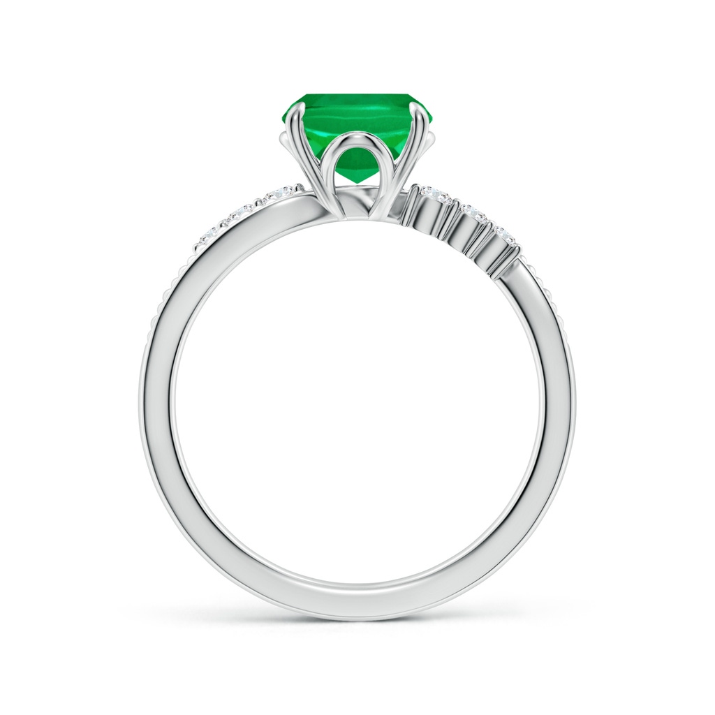 9x7mm AAA Vintage Style Cushion Rectangular Emerald Bypass Shank Engagement Ring in White Gold Side 199