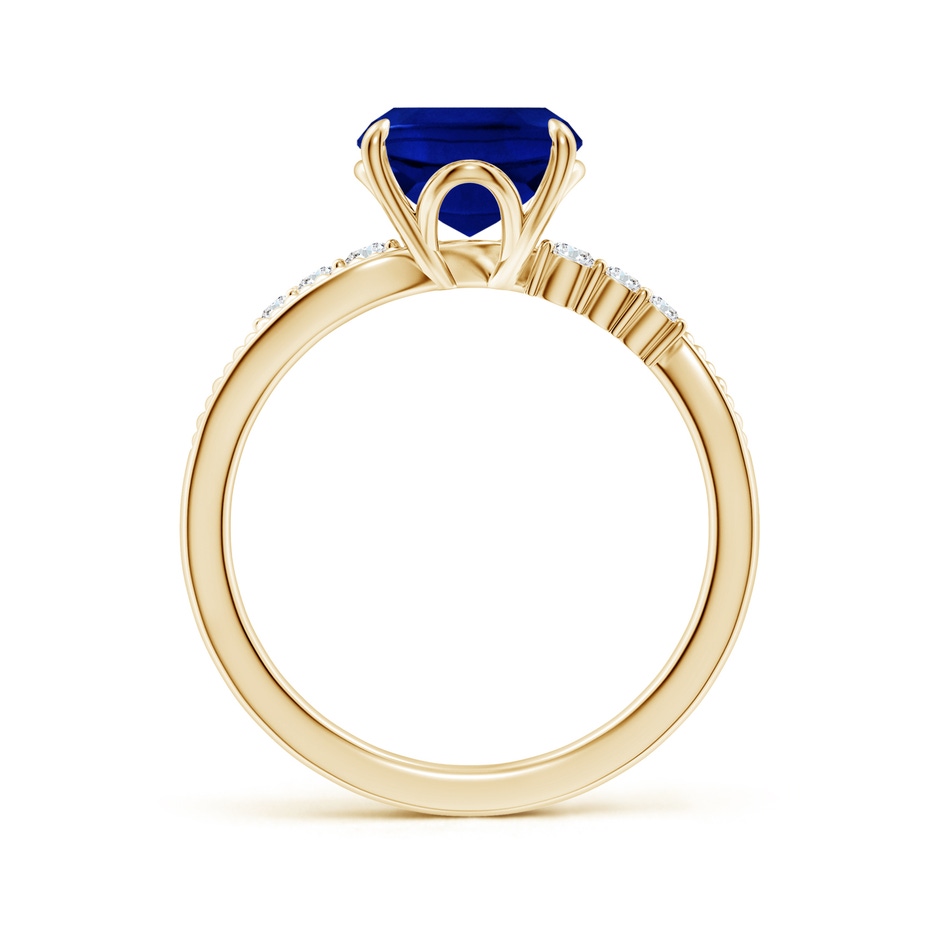10x8mm Lab-Grown Vintage Style Cushion Rectangular Blue Sapphire Bypass Shank Engagement Ring in 18K Yellow Gold side 199