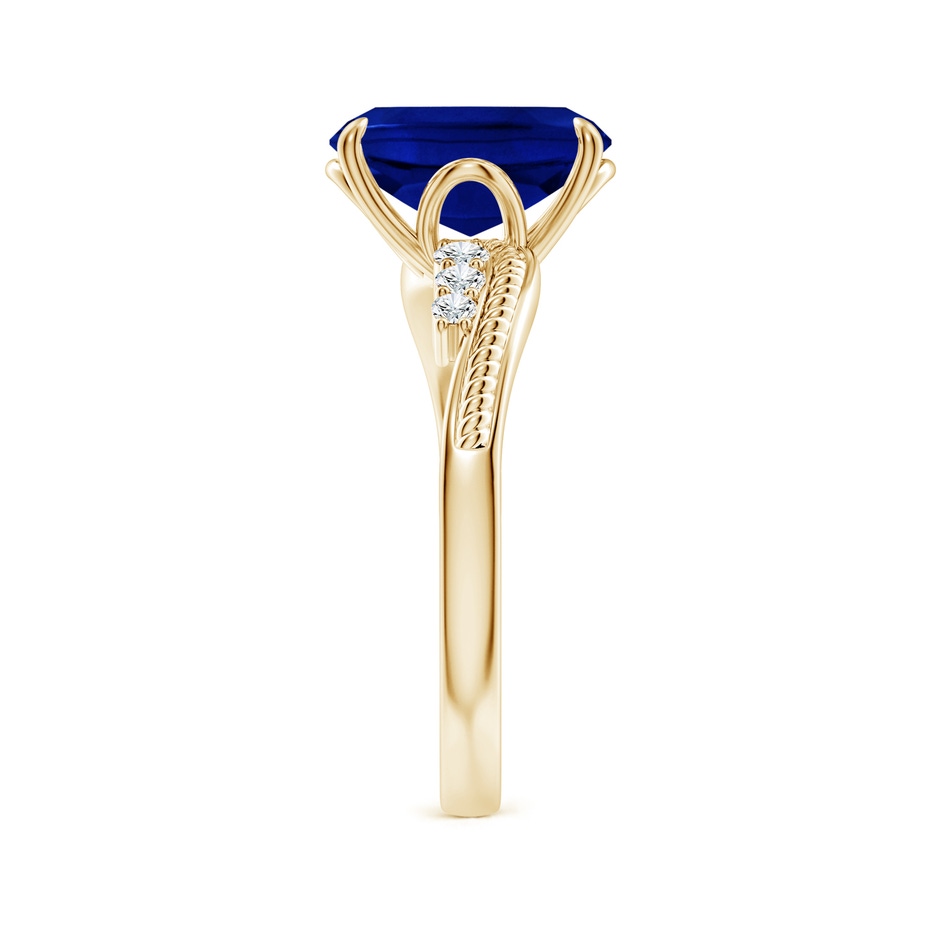 10x8mm Lab-Grown Vintage Style Cushion Rectangular Blue Sapphire Bypass Shank Engagement Ring in 18K Yellow Gold side 299