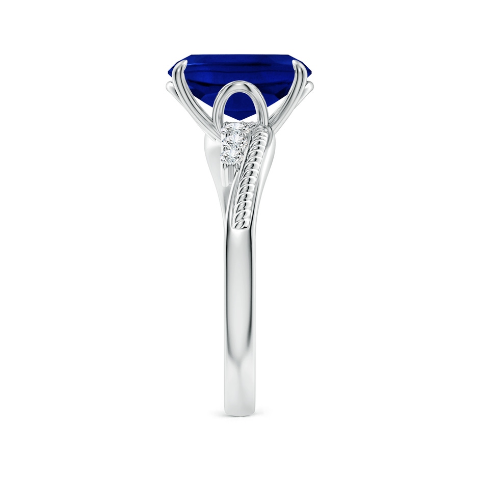10x8mm Lab-Grown Vintage Style Cushion Rectangular Blue Sapphire Bypass Shank Engagement Ring in White Gold side 299