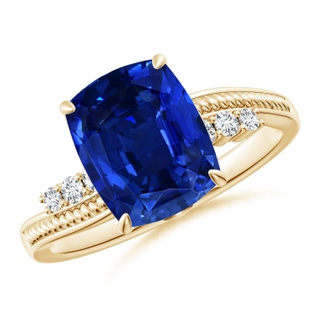 Cushion Rectangular Lab-Grown Lab Grown Blue Sapphire