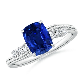 Cushion Rectangular Lab-Grown Lab Grown Blue Sapphire