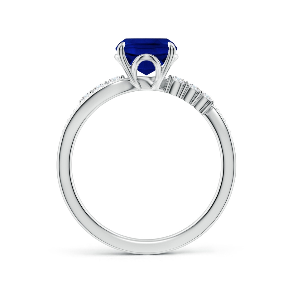 9x7mm Lab-Grown Vintage Style Cushion Rectangular Blue Sapphire Bypass Shank Engagement Ring in 18K White Gold side 199