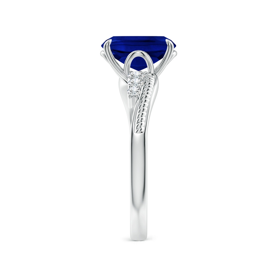 9x7mm Lab-Grown Vintage Style Cushion Rectangular Blue Sapphire Bypass Shank Engagement Ring in 18K White Gold side 299