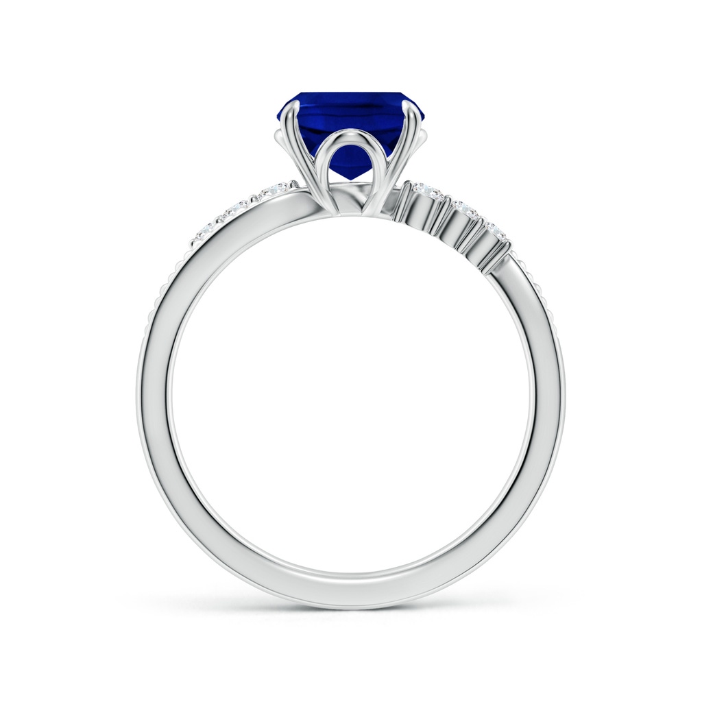 9x7mm Lab-Grown Vintage Style Cushion Rectangular Blue Sapphire Bypass Shank Engagement Ring in White Gold - side 199